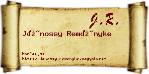 Jánossy Reményke névjegykártya